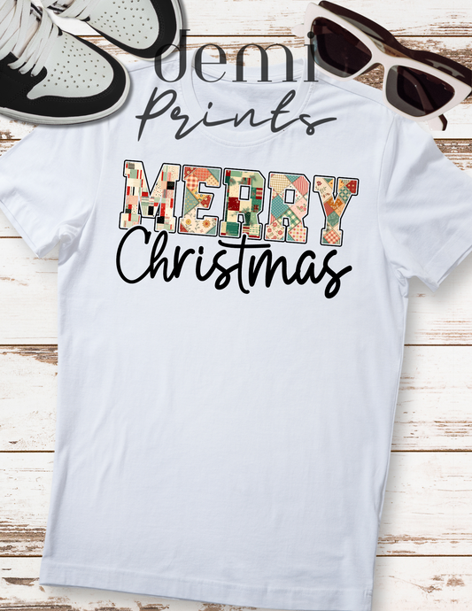 Quilted Merry Christmas - Graphic t-shirt