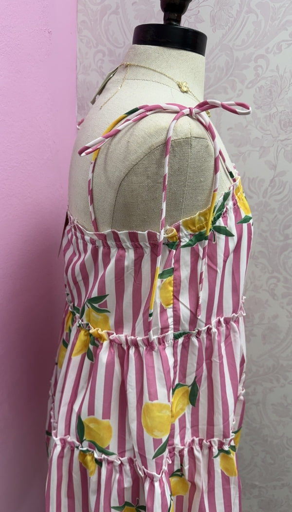 Pink Lemonade - Striped Tiered Mini Dress