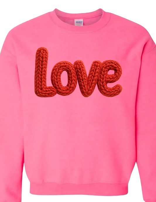 Crochet style LOVE - Crewneck Sweater (flat image)