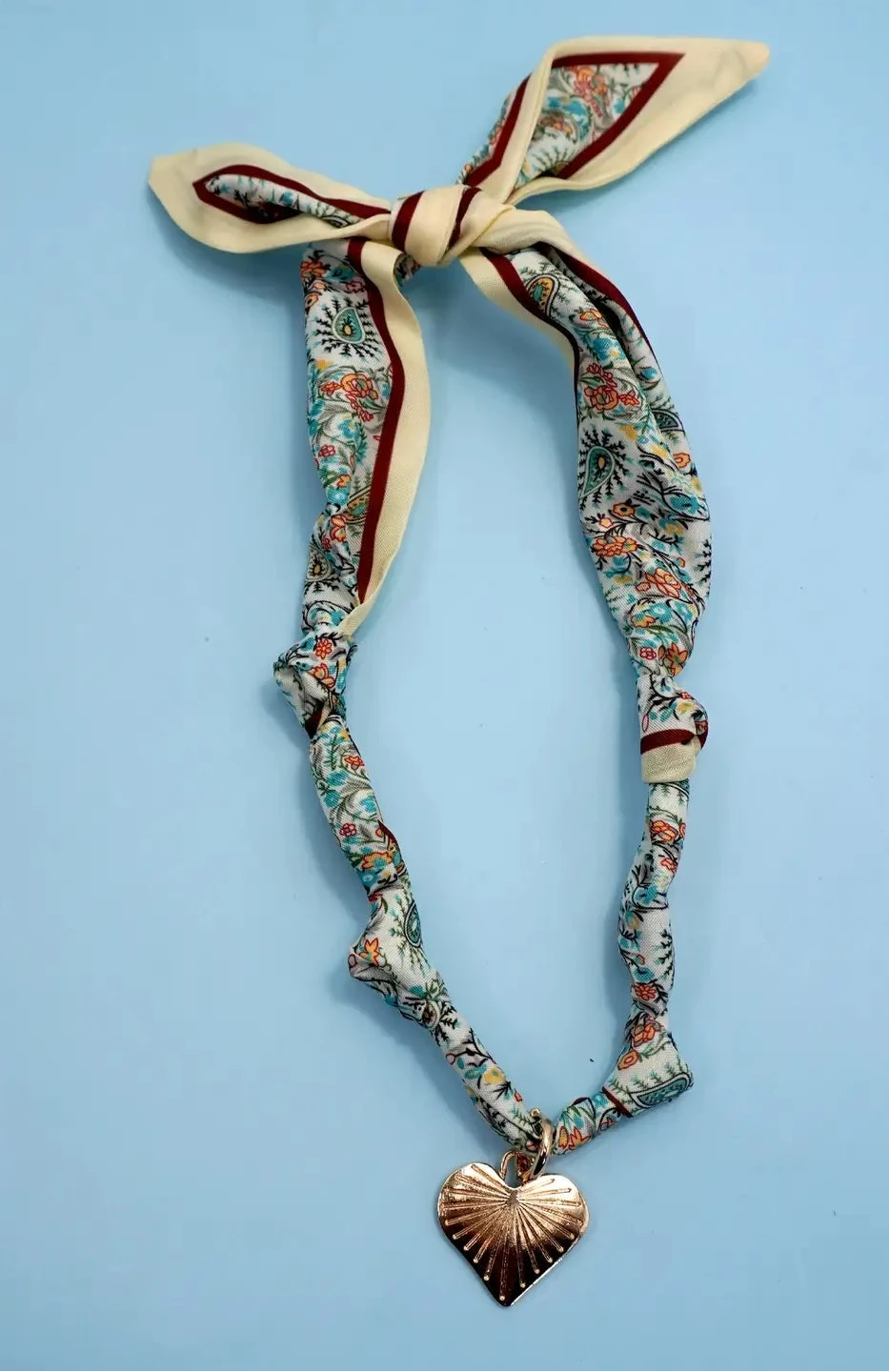 Boho Blue Scarf Charm Necklace