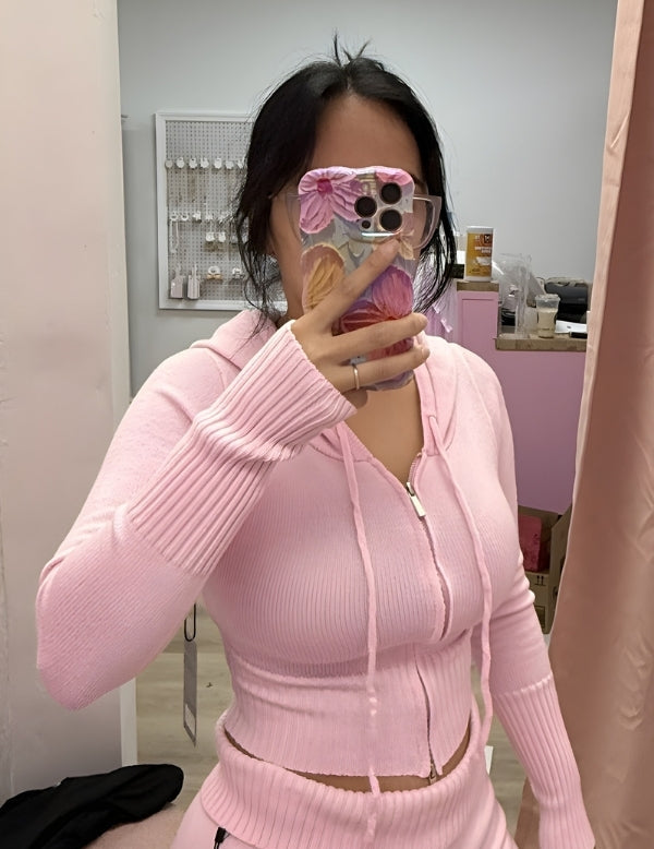 Cozy Chic - Zip Up Knit Hoodie