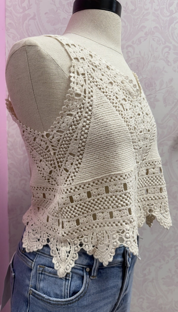 Coastal Cutie - Crochet Lace Tank