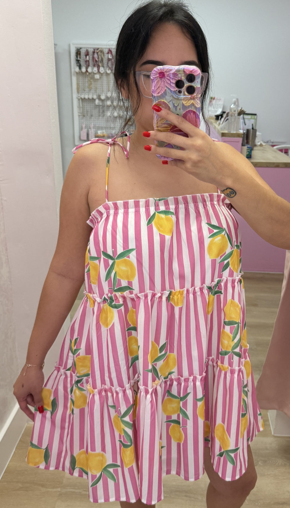 Pink Lemonade - Striped Tiered Mini Dress