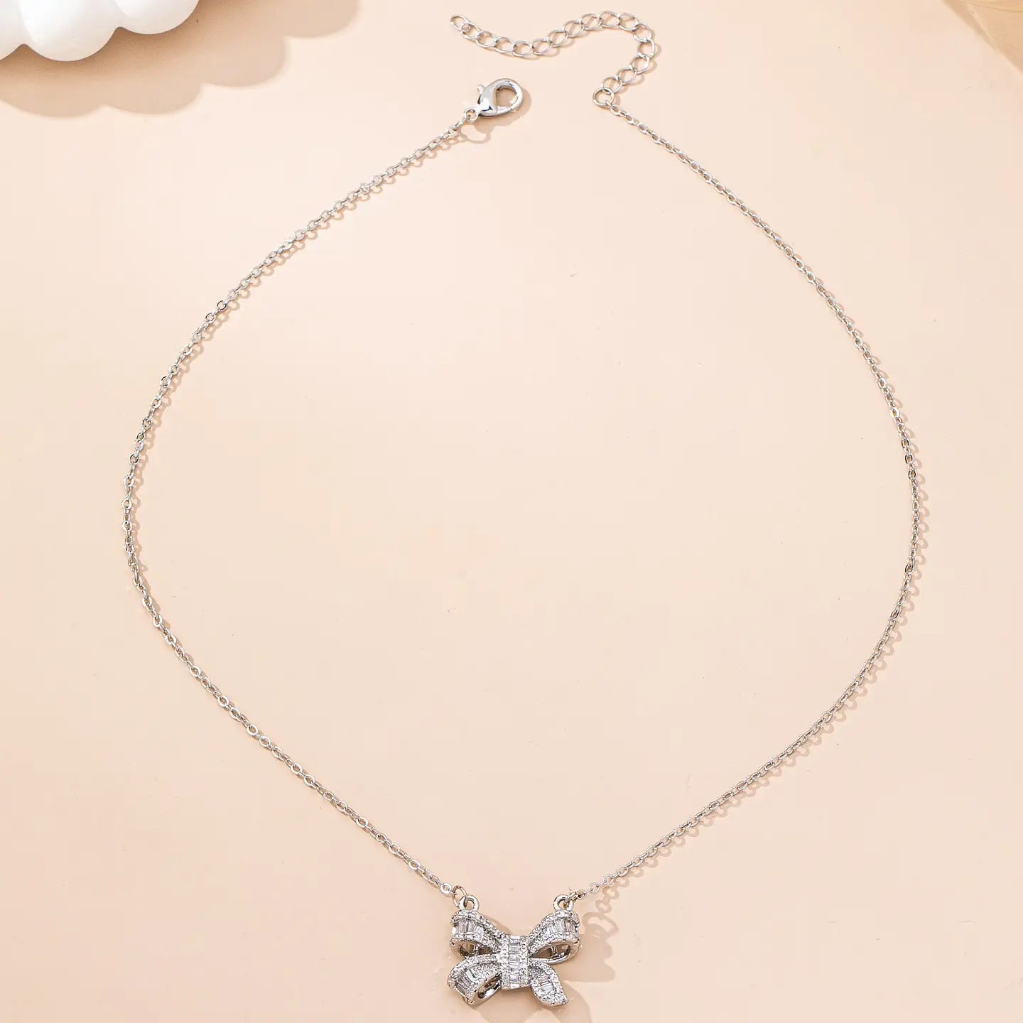 Sparkling Crystal Bow Necklace