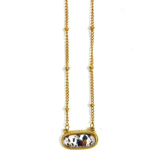 Brown Cowhide Necklace