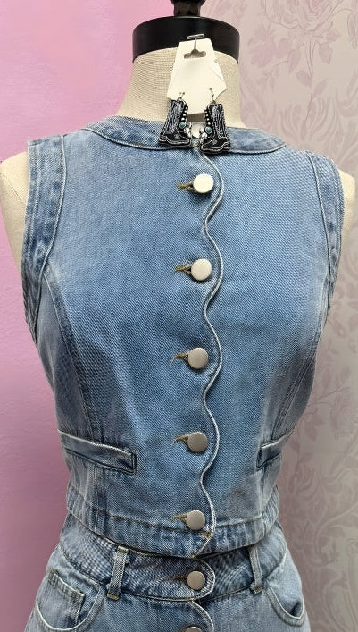 Scalloped - Denim Vest
