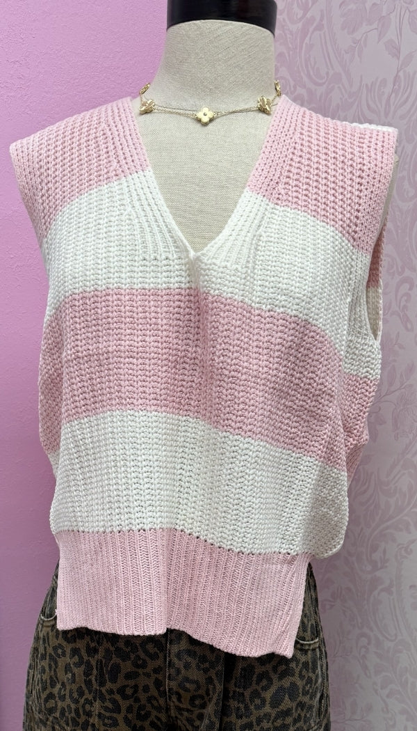Serene Stripe - V Neck Sweater Top