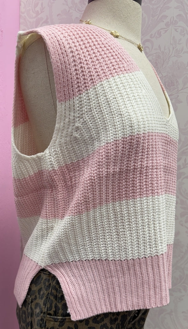 Serene Stripe - V Neck Sweater Top