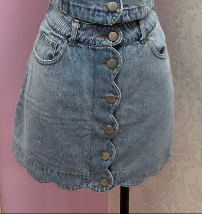 Scalloped - Denim Skirt