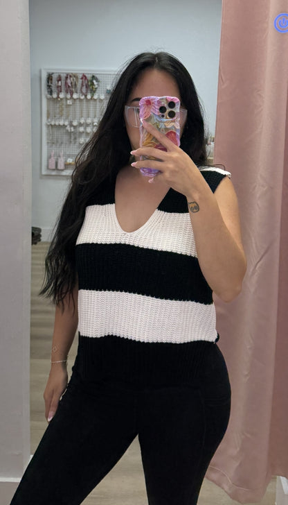 Serene Stripe - V Neck Sweater Top