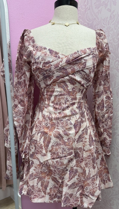 Mauve Melody - Sweetheart Neck Mini Dress