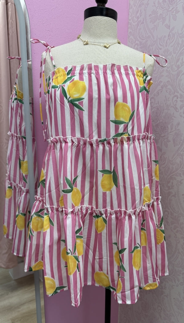 Pink Lemonade - Striped Tiered Mini Dress