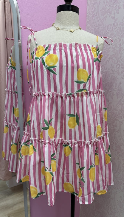 Pink Lemonade - Striped Tiered Mini Dress