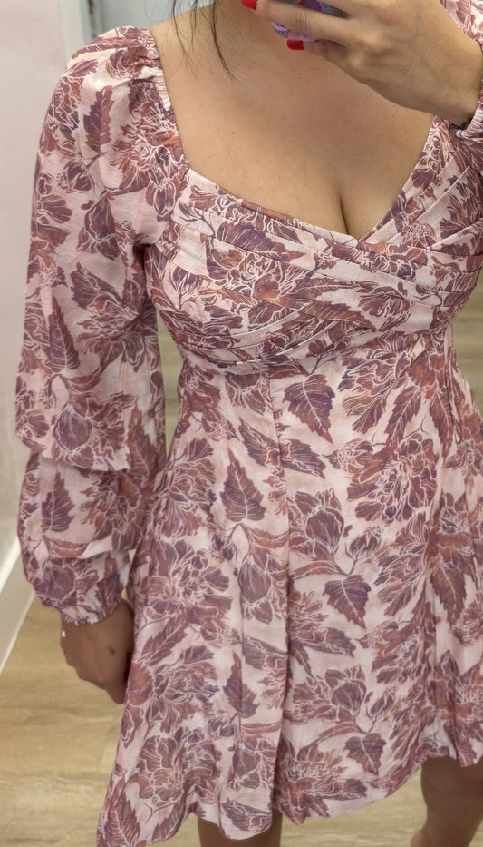 Mauve Melody - Sweetheart Neck Mini Dress