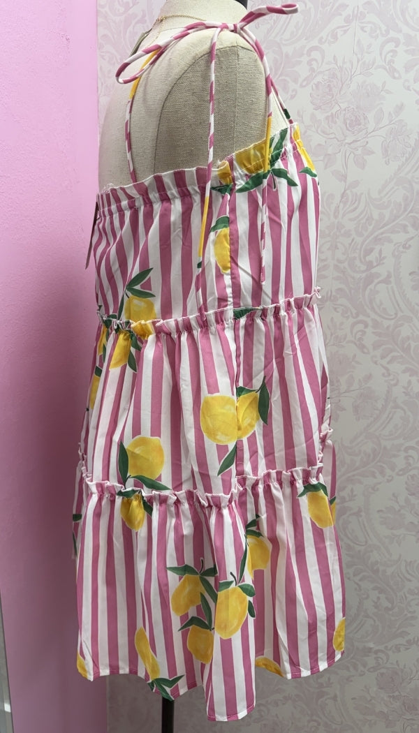 Pink Lemonade - Striped Tiered Mini Dress