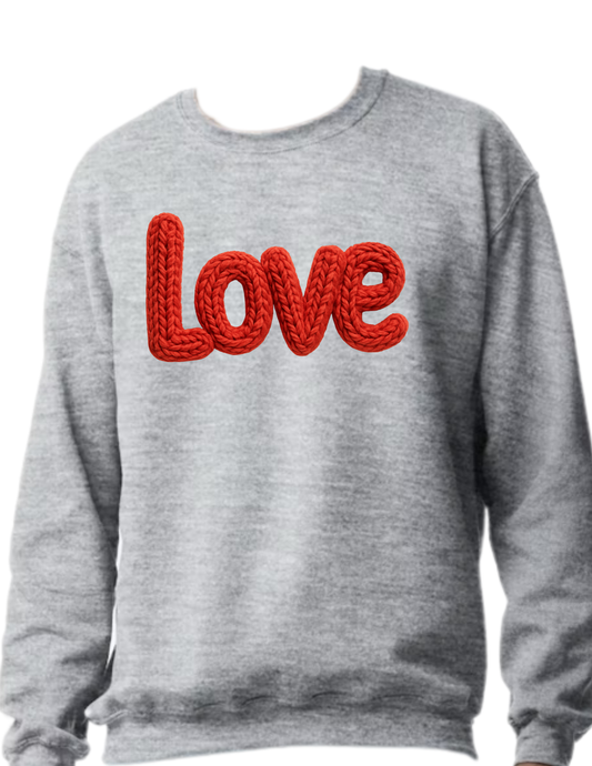 Crochet style LOVE - Crewneck Sweater (flat image)