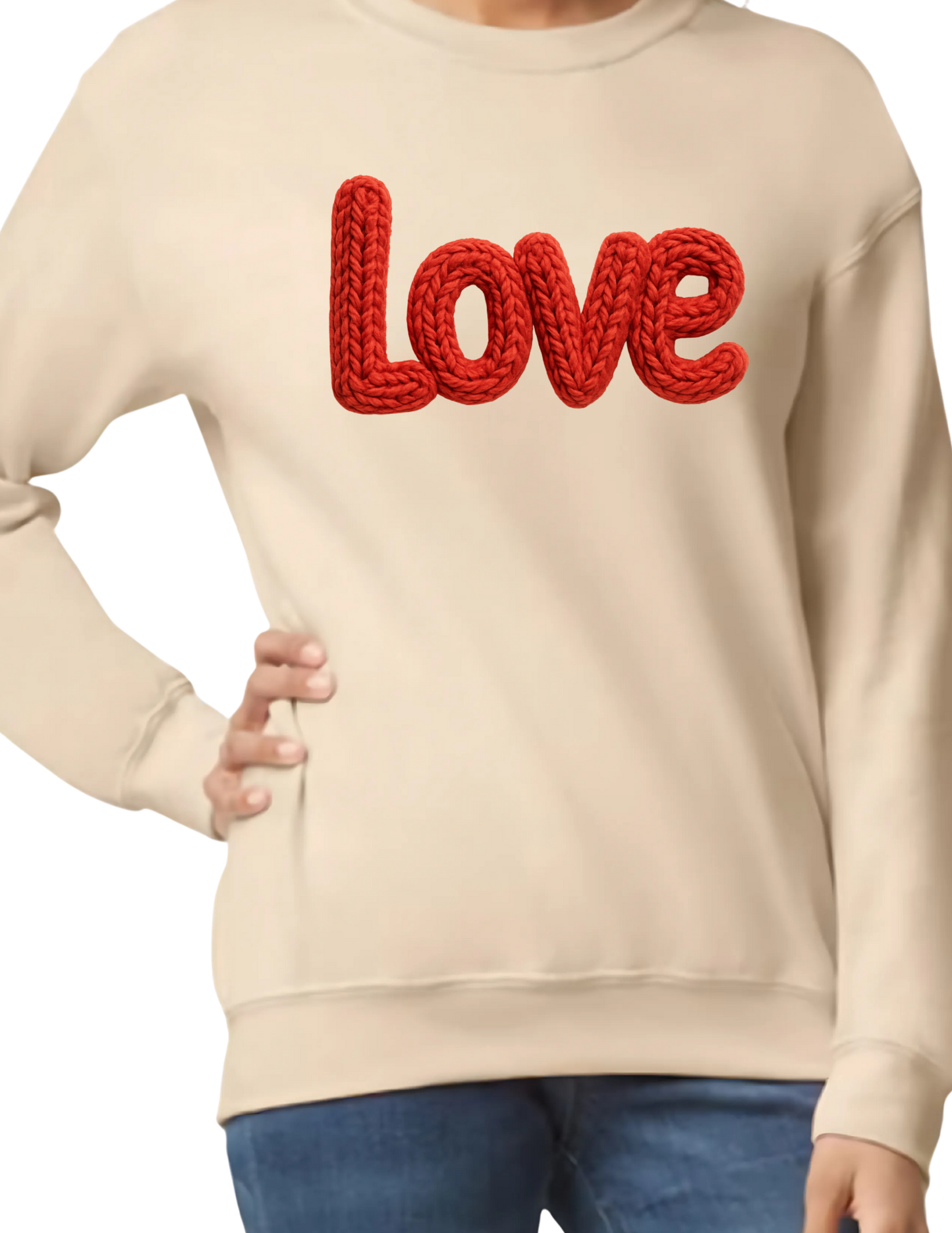 Crochet style LOVE - Crewneck Sweater (flat image)