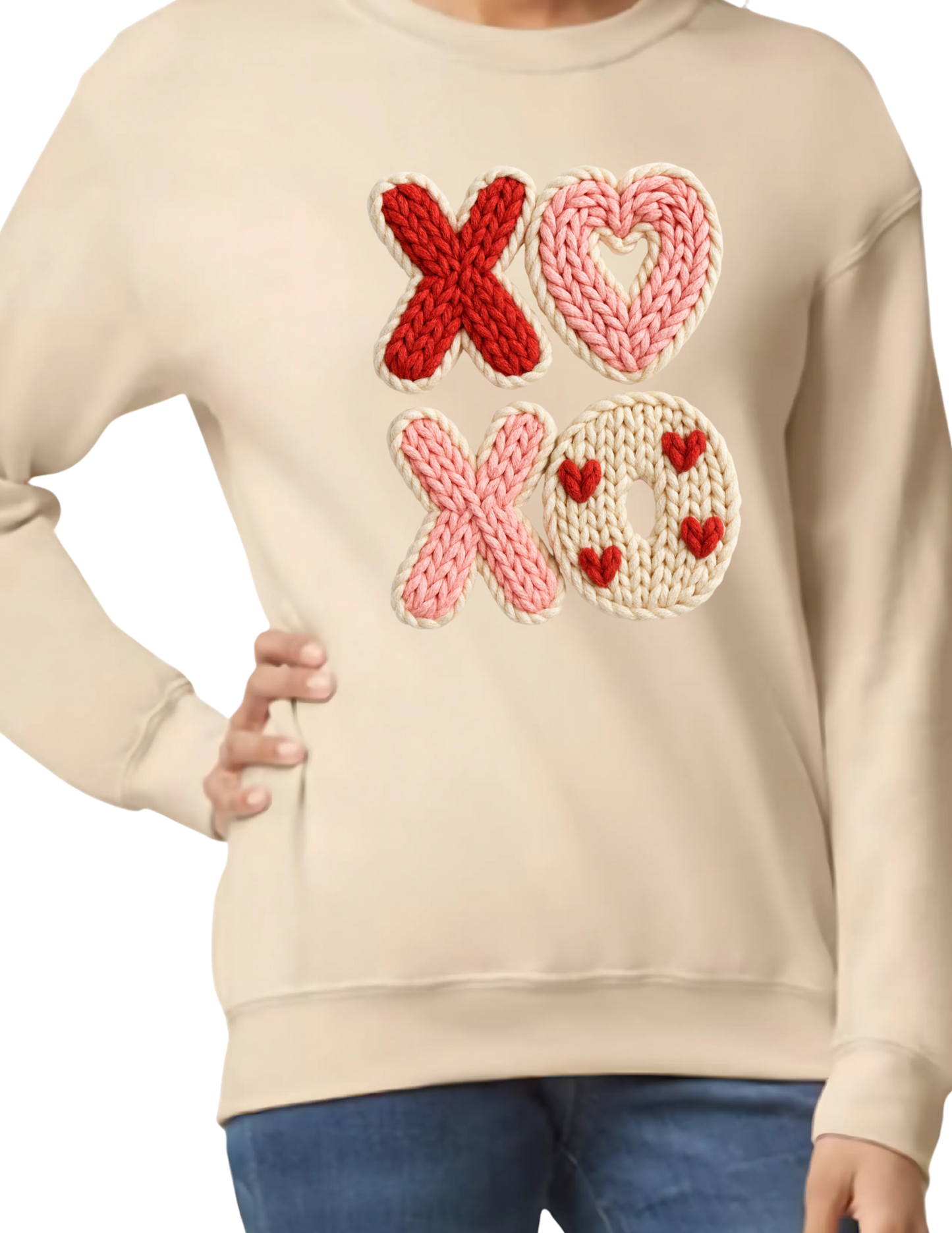 Crochet style XOXO - Crewneck Sweater (flat image)