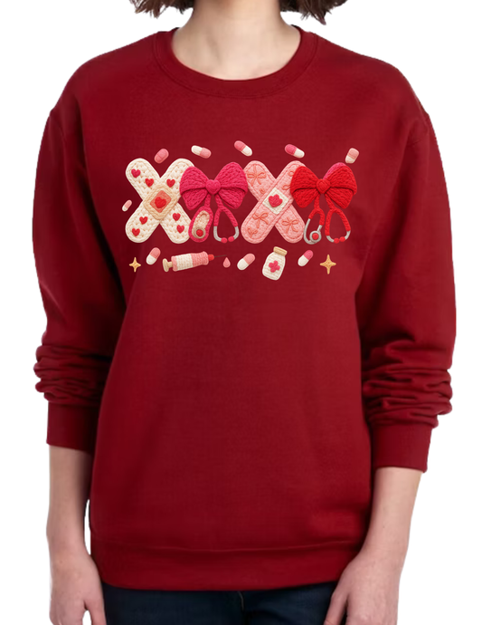 Nurse Valentine Crochet Style - Crewneck Sweater (flat image)
