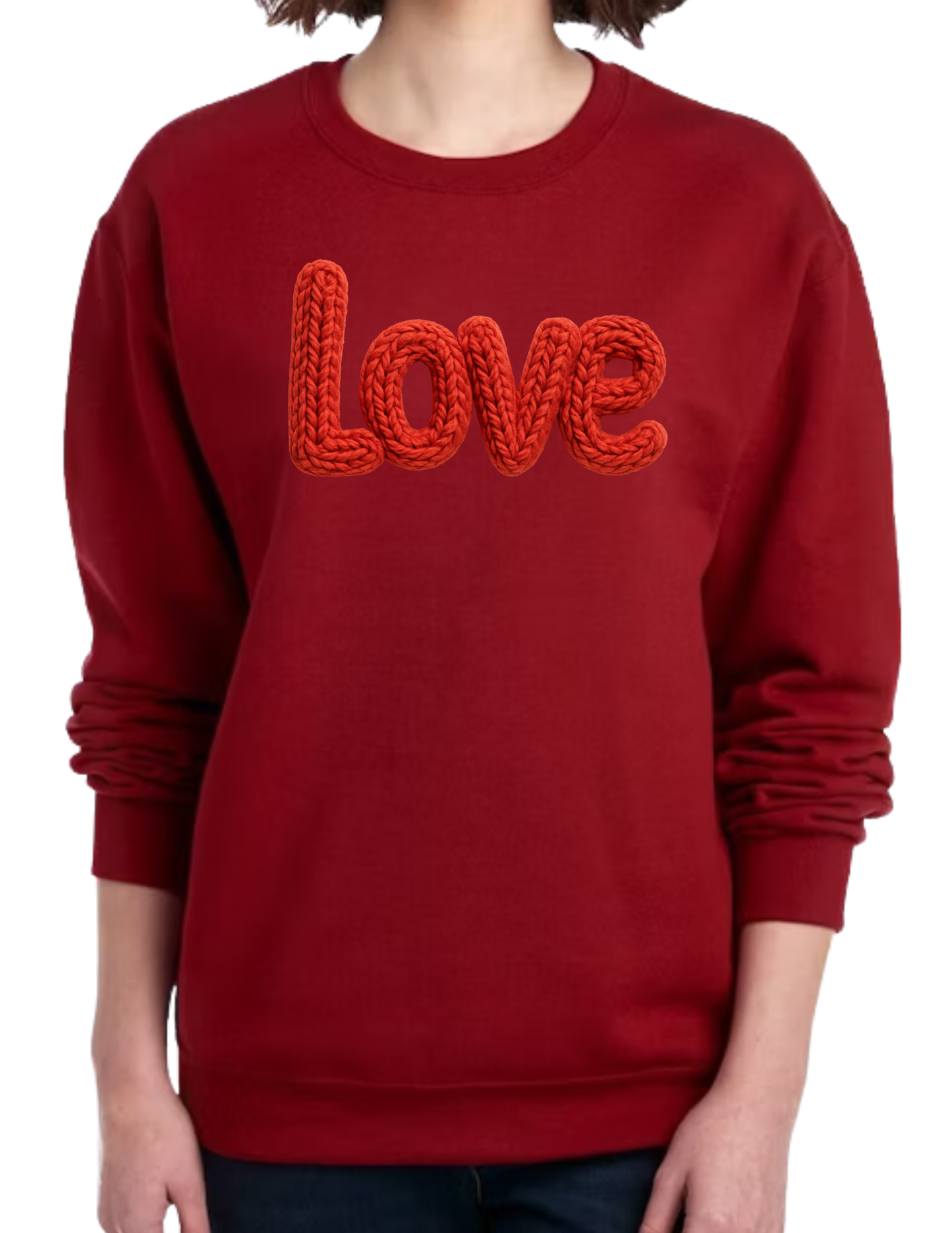 Crochet style LOVE - Crewneck Sweater (flat image)