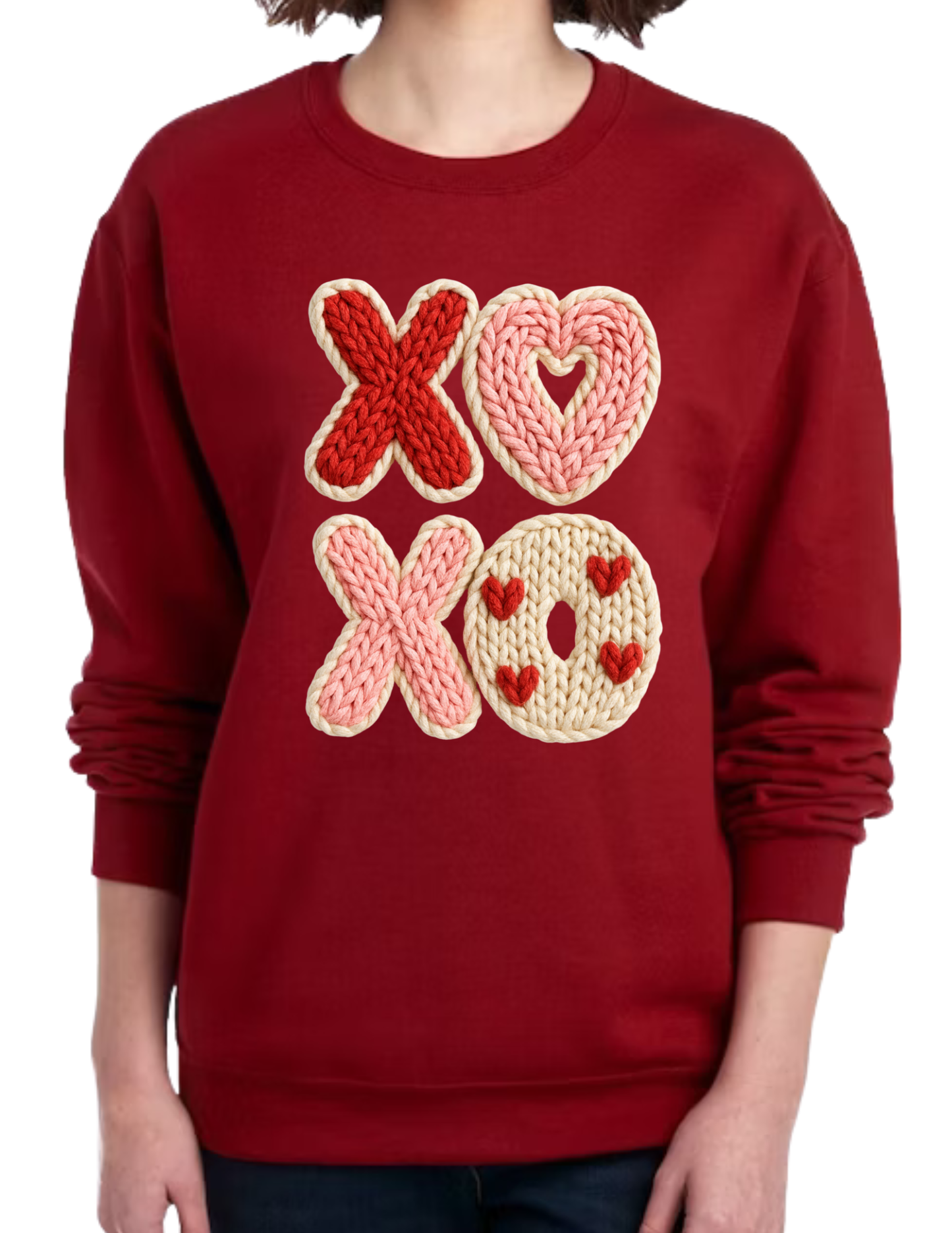 Crochet style XOXO - Crewneck Sweater (flat image)