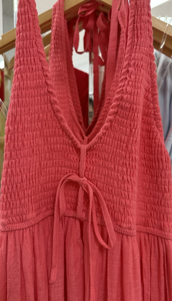Flamingo Babe - Smocked Maxi Dress