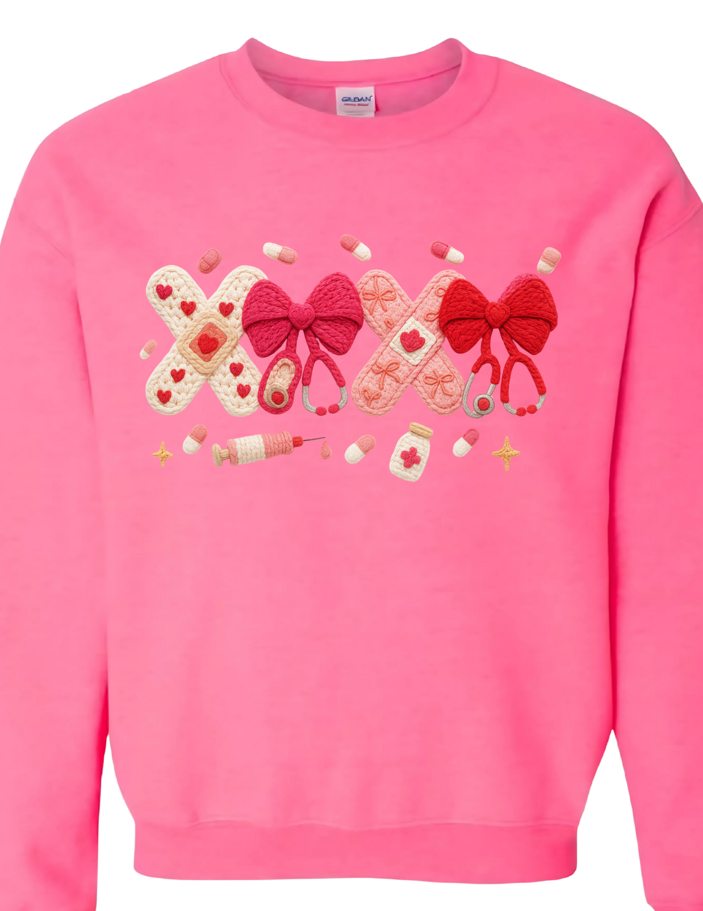 Nurse Valentine Crochet Style - Crewneck Sweater (flat image)