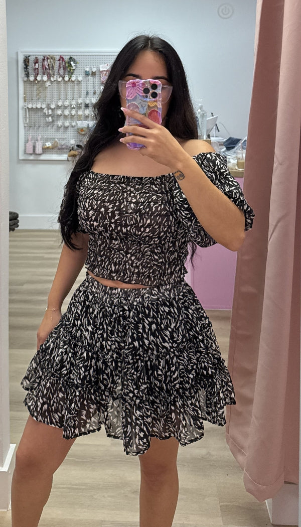 Zana Chiffon Top & Skirt Set