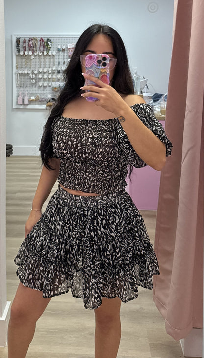 Zana Chiffon Top & Skirt Set