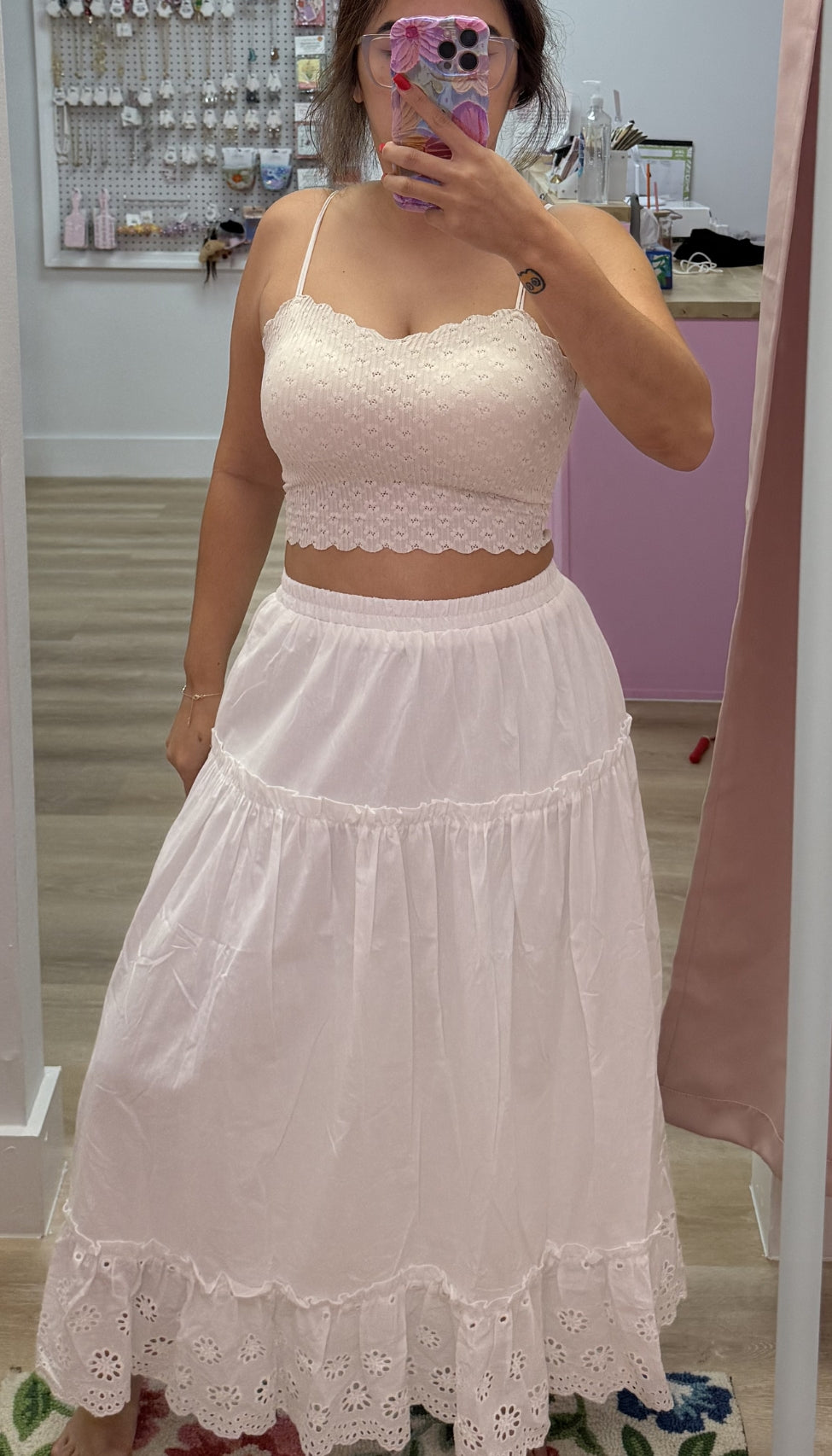 Lumina - Eyelet Midi Skirt