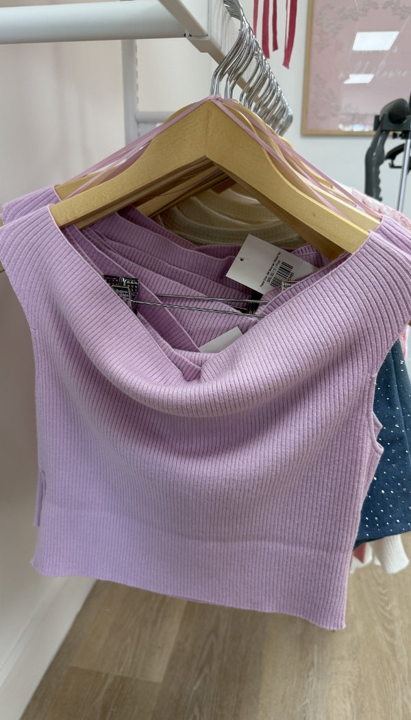Pastel Chic - Off Shoulder Ribbed Top