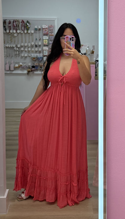 Flamingo Babe - Smocked Maxi Dress