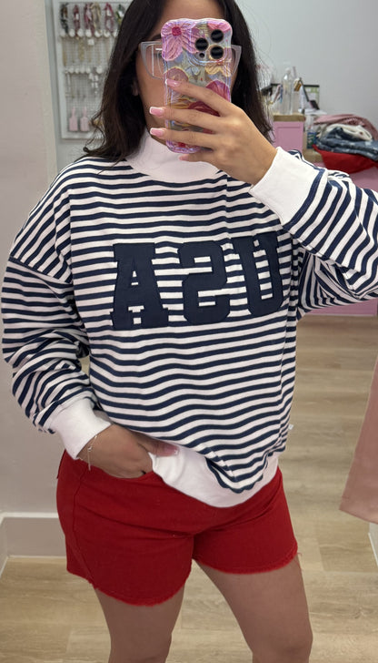 Stripe USA Mockneck