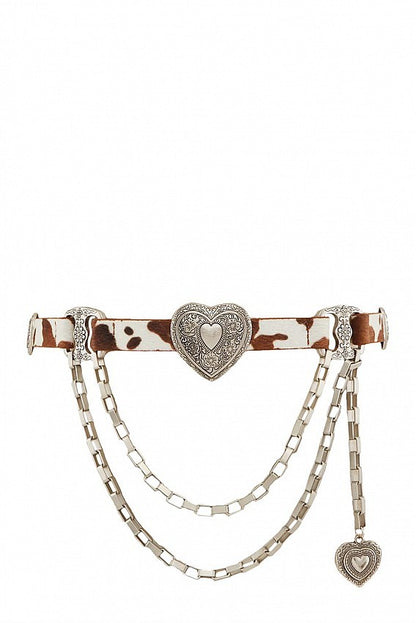 Metallic Heart Faux Leather Belt