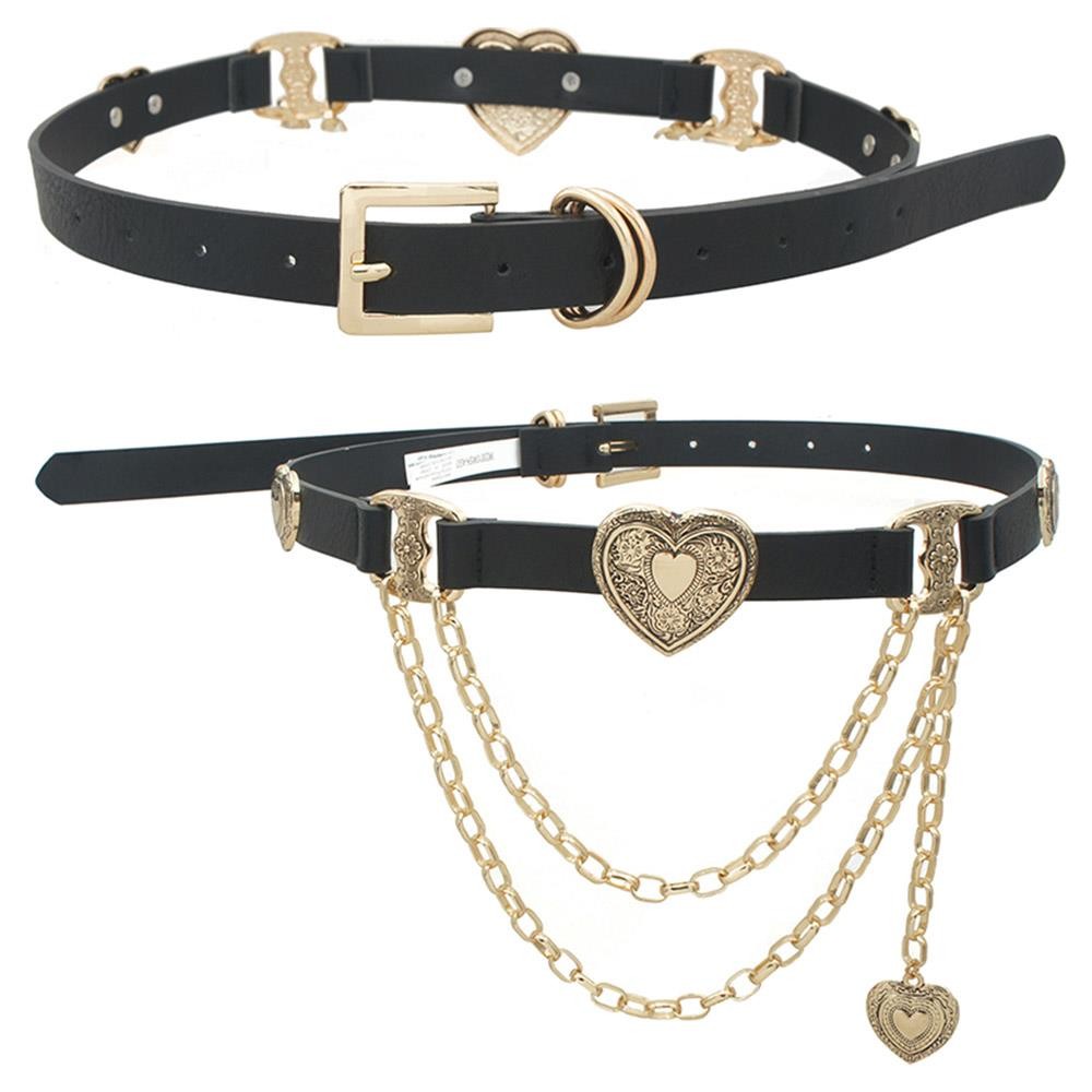 Metallic Heart Faux Leather Belt
