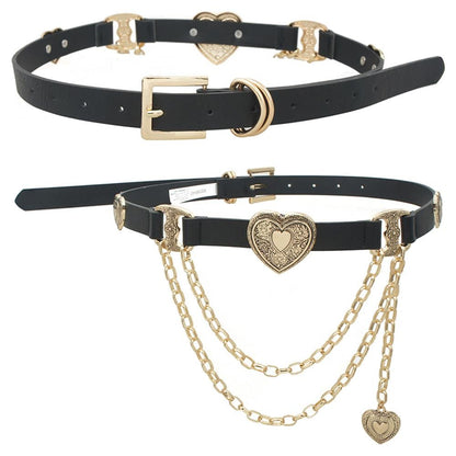 Metallic Heart Faux Leather Belt