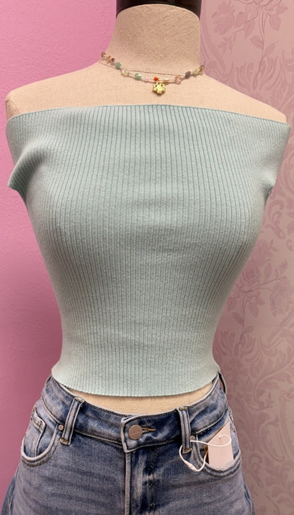 Pastel Chic - Off Shoulder Ribbed Top