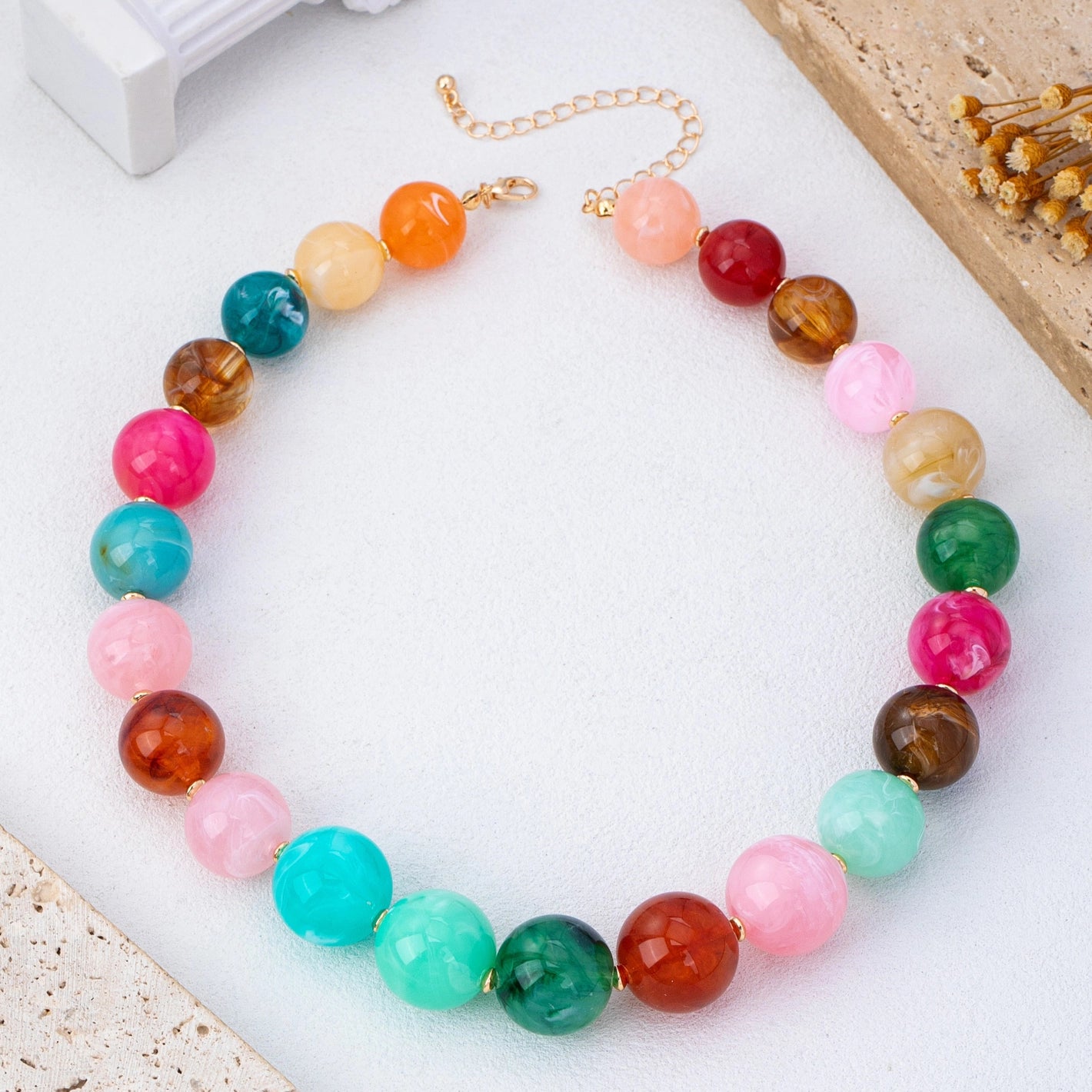 Multi Marbled Resin Necklace