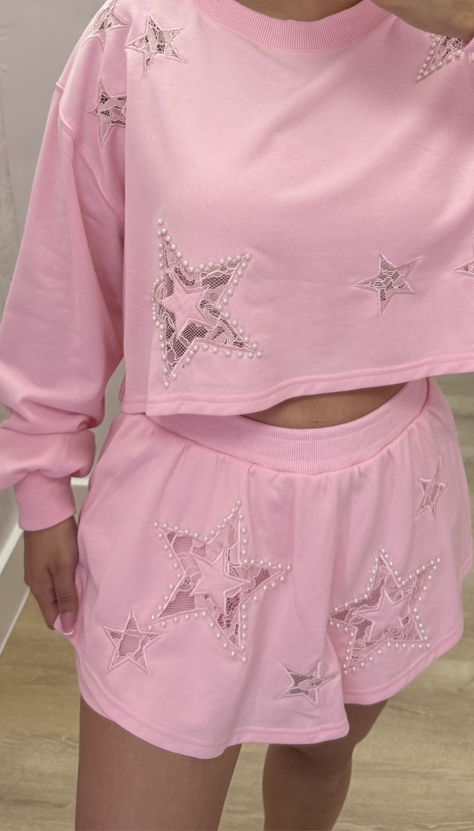 Star Struck - Lace Embellished Sweatshirt & Skort Set