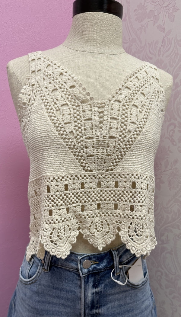 Coastal Cutie - Crochet Lace Tank