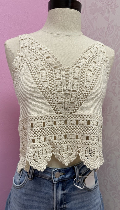 Coastal Cutie - Crochet Lace Tank