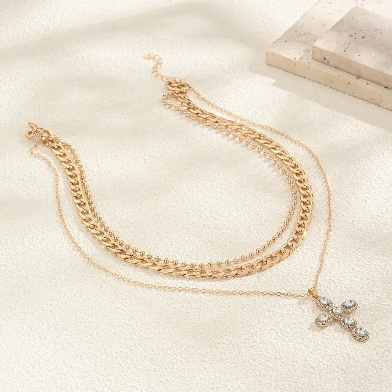 Multi Layer Cross Necklace