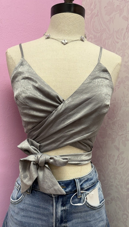 Silver Satin Top