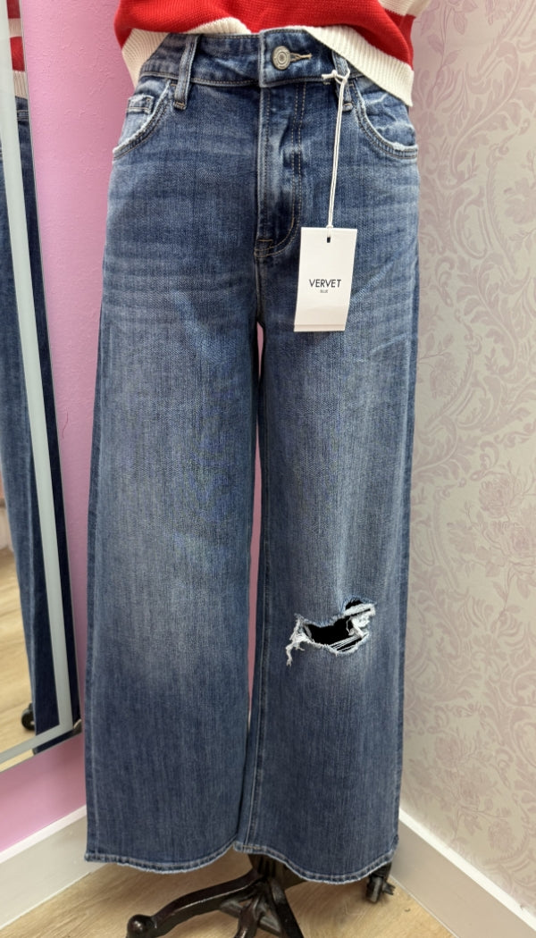 Cheeky Bleu - High Rise Distressed Wide Leg Jeans