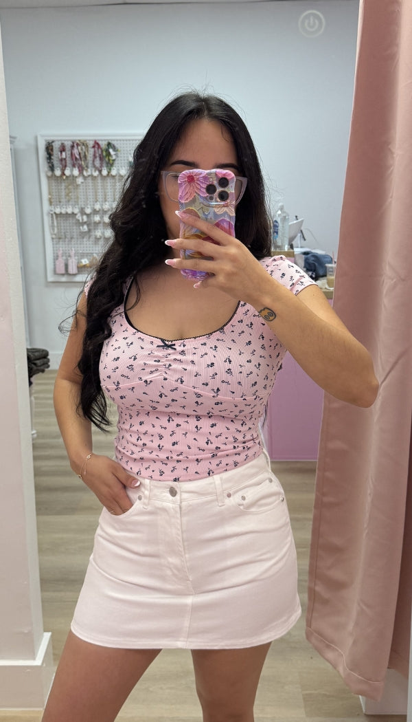 Ella - White Denim Skirt