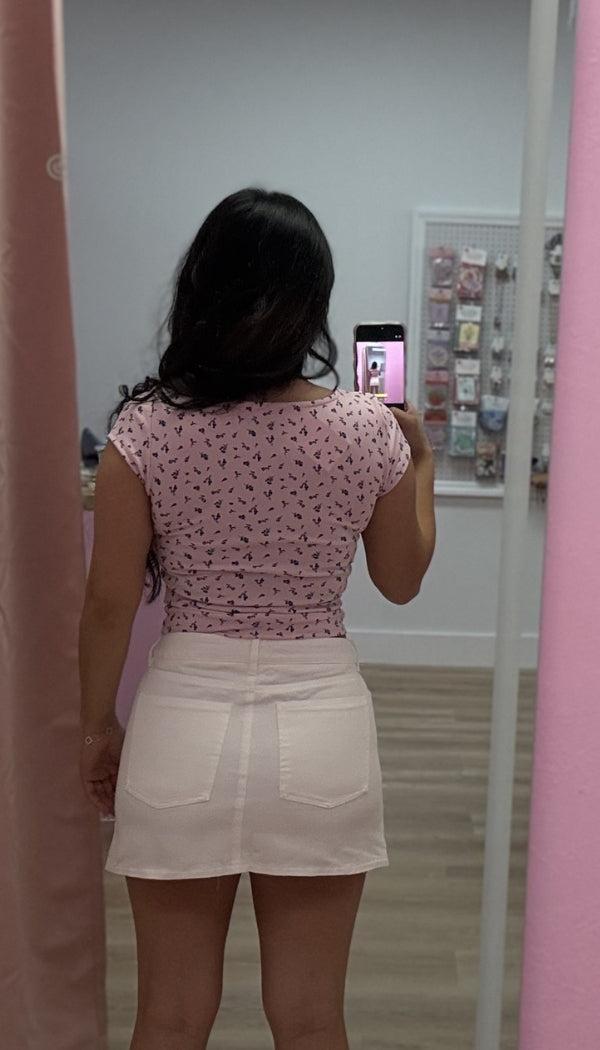 Ella - White Denim Skirt