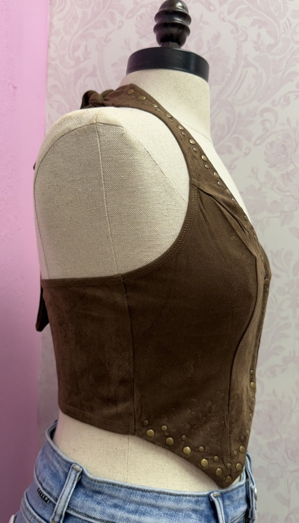 Boho Babe - Suede Halter Vest