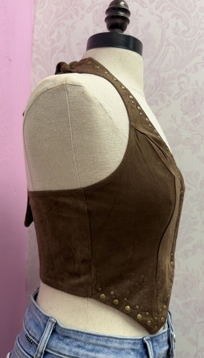 Boho Babe - Suede Halter Vest