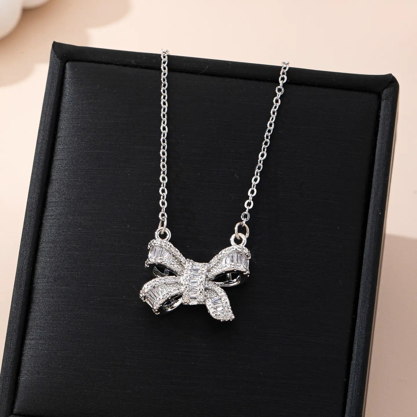 Sparkling Crystal Bow Necklace