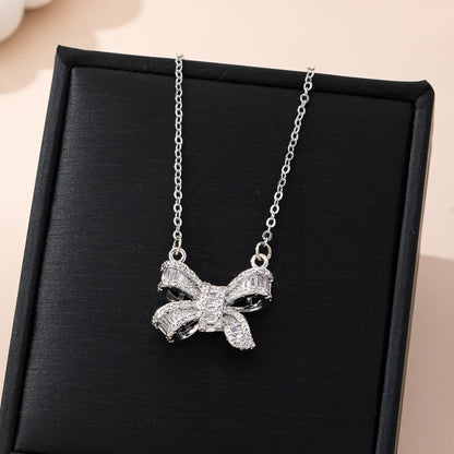 Sparkling Crystal Bow Necklace